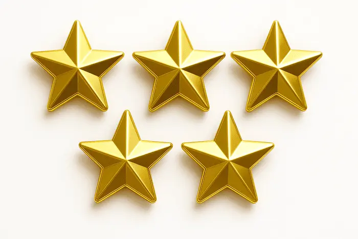 Graphic showing a 5-star customer review for LivWarm’s solar panel services.