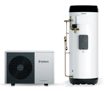 Vaillant air source heat pump and cylinder